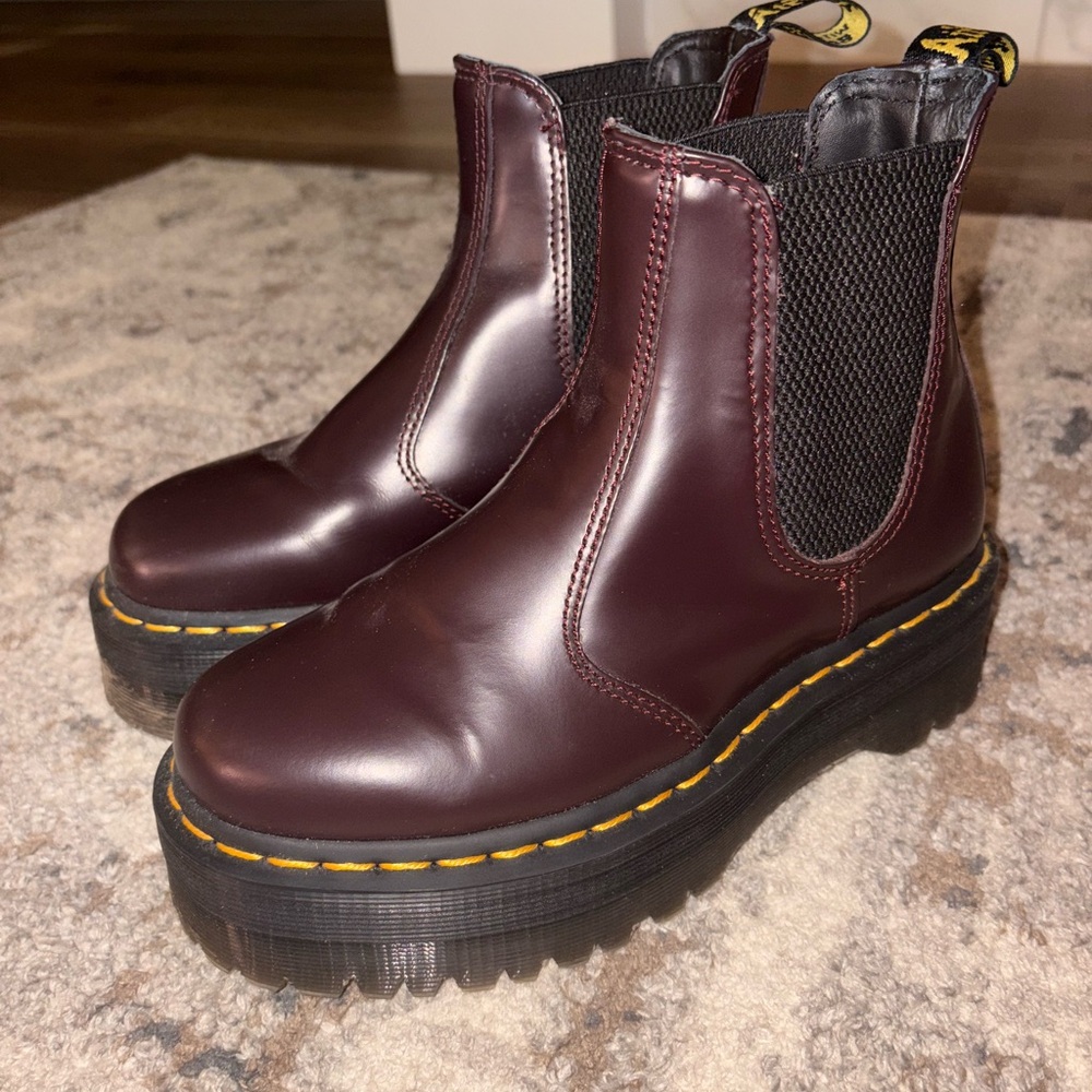 Dr. Martens Dark Red Platform Chelsea Boots
